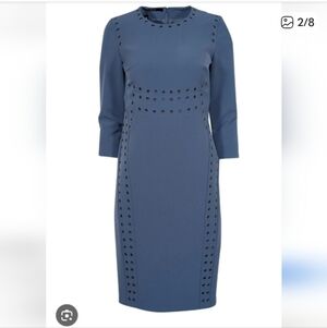 Per Se Blue Long Sleeve Studded Dress